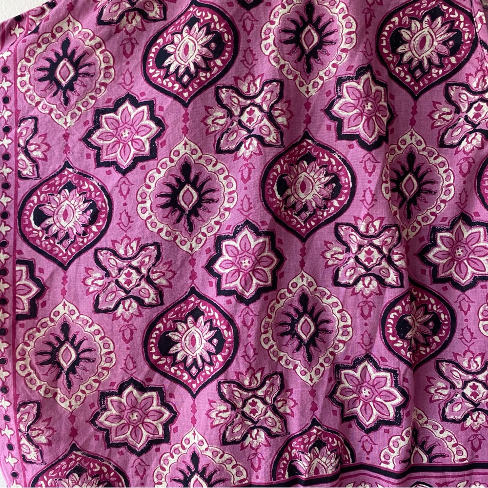 PURE JILL Cotton Mixed-medallion Print V-neck Poncho Top, Pink, Size S-L - Picture 9 of 17